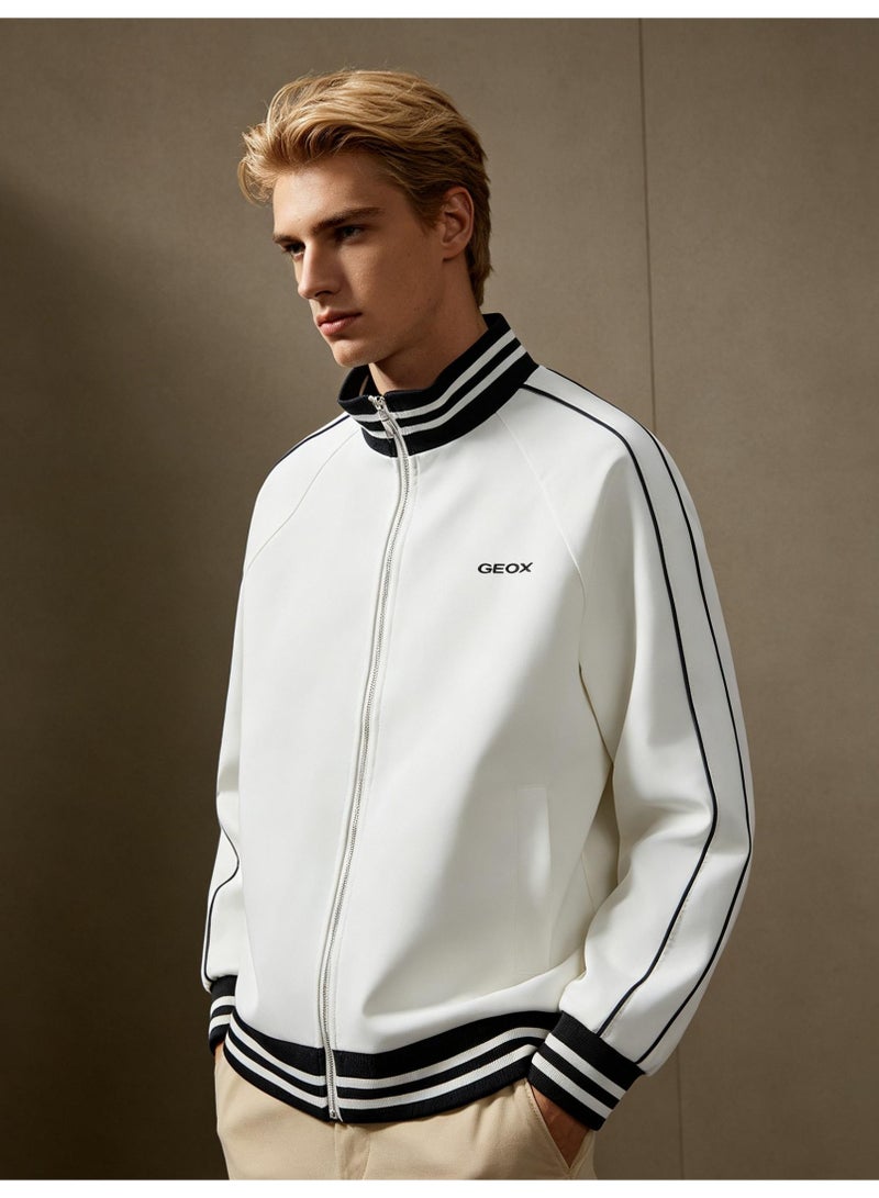 GEOX Men's Women's Stand Collar Zip Up Track Jacket White - Image 1
