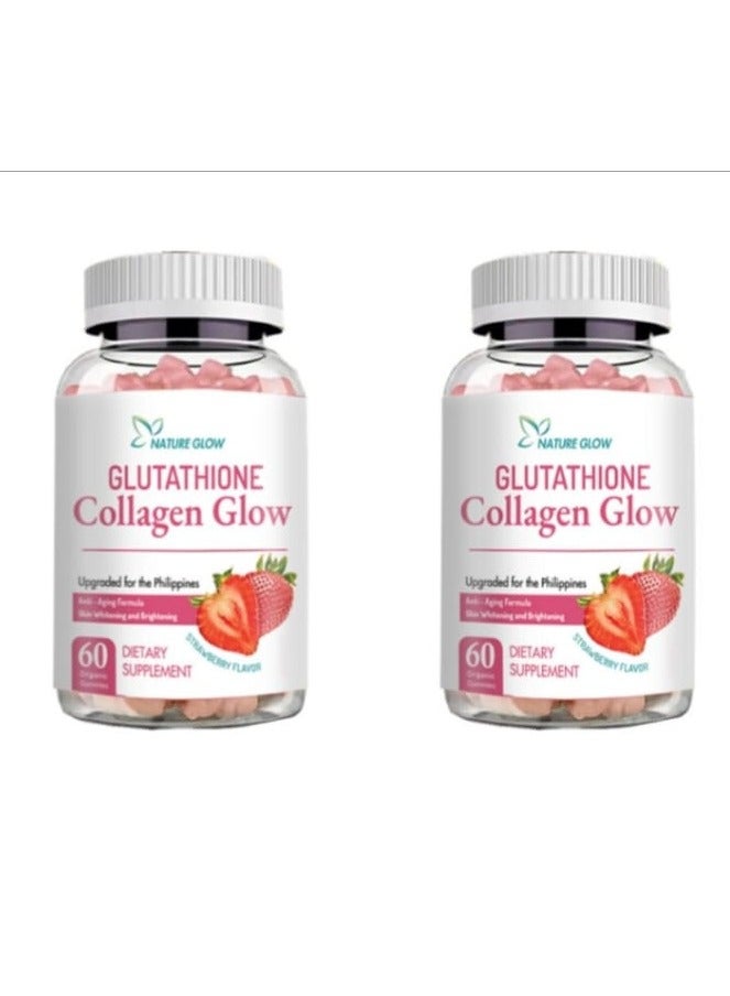 Glow Glutathione Collagen Glow - Strawberry Flavor 2 Pack (60 Count) 