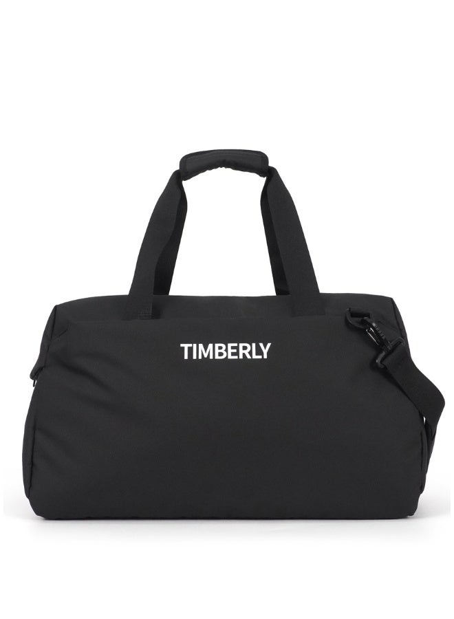 TIMBERLY Travel Duffel Bag Large Capacity Multi-Pocket Detachable Shoulder Strap Black for Gym, Weekend Trips & Travel