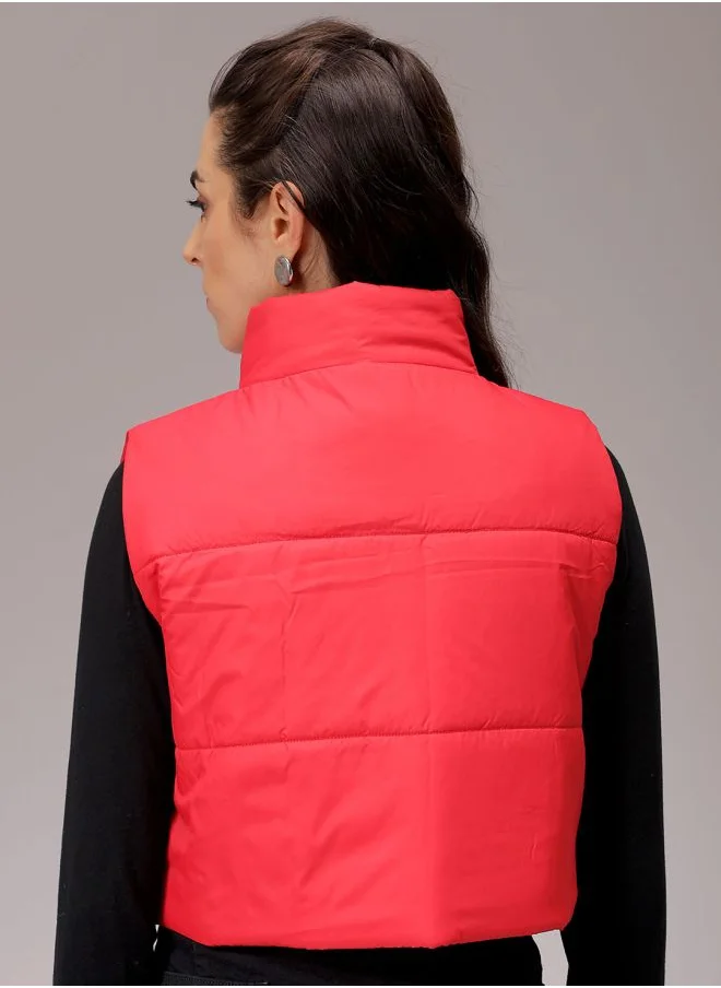 Freehand Women Regular Fit Solid Quilted Jacket