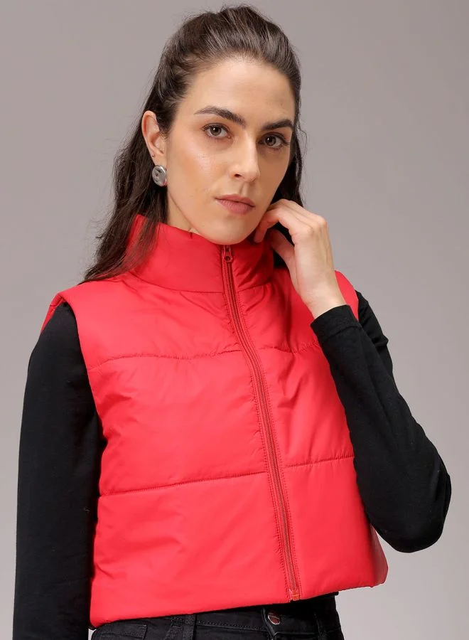 Freehand Women Regular Fit Solid Quilted Jacket