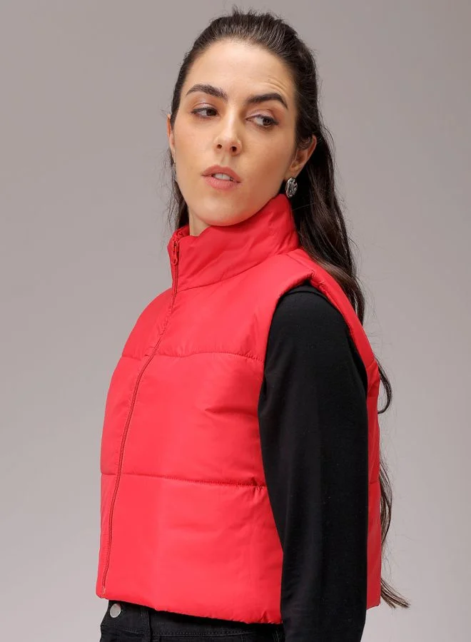 Freehand Women Regular Fit Solid Quilted Jacket