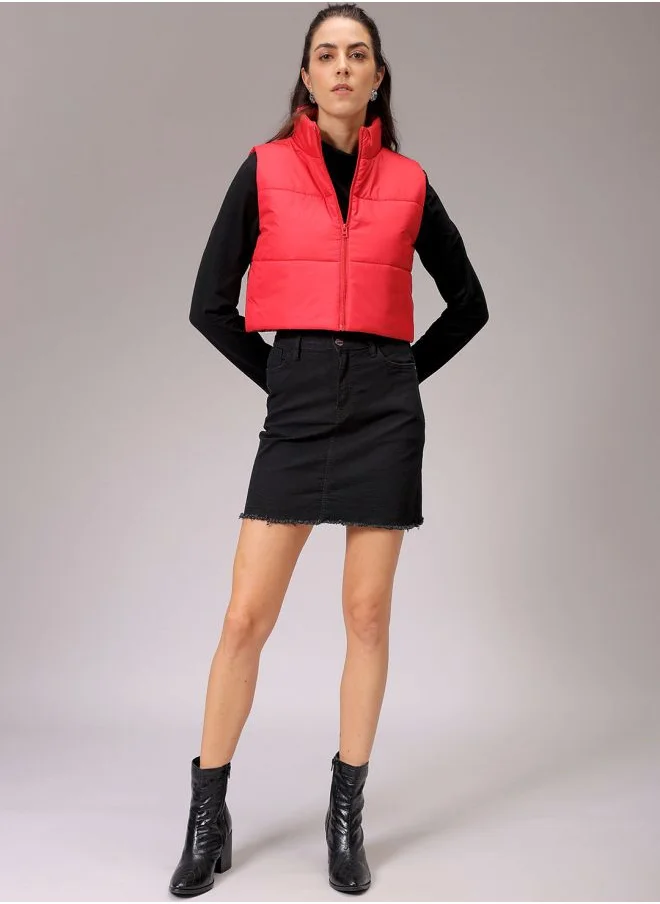 Freehand Women Regular Fit Solid Quilted Jacket