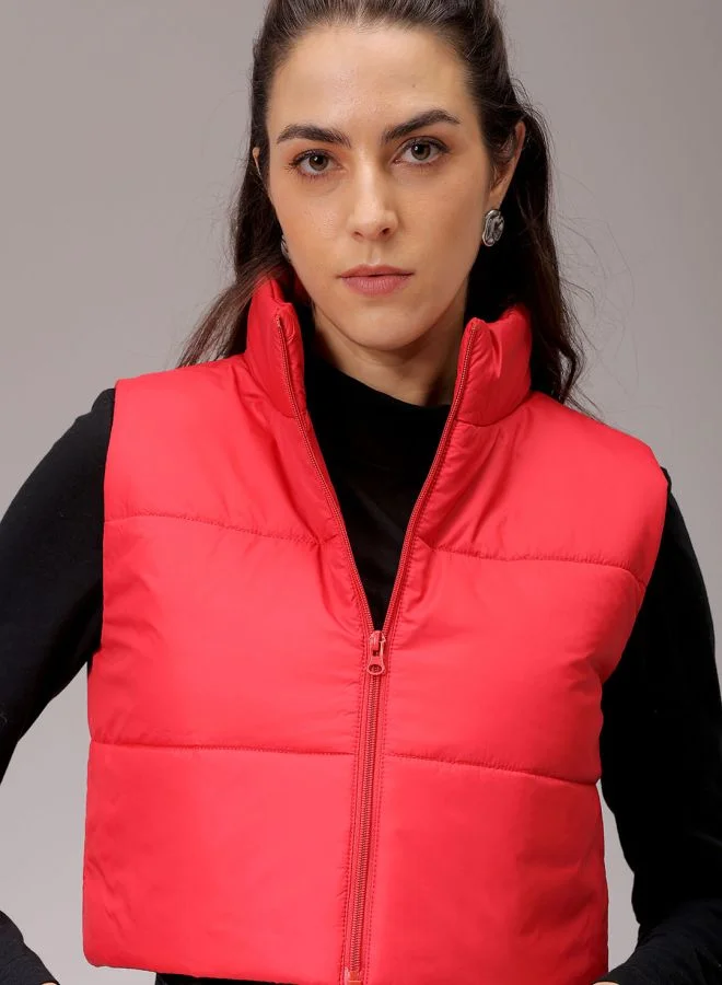Freehand Women Regular Fit Solid Quilted Jacket