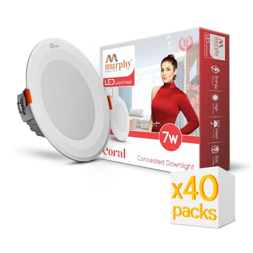 Murphy 7W Coral LED Concealed Ceiling Panel Light with 2-Year Warranty | Cool White Round Recessed Downlight for 3-Inch Concealed Box | BIS Approved | Pack of 40 - Image 1