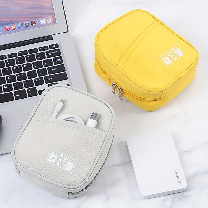 Orange Portable Tech Organizer Case For Tablets Shockproof Cable Adapter And Earphone Storage Bag For Travel And Daily Use - Image 2