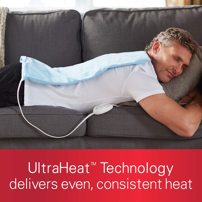 Sunbeam XL Heating Pad for Back Neck and Shoulder Pain Relief with Sponge for Moist Heating Option Extra Large 12 x 24" Blue - Image 2