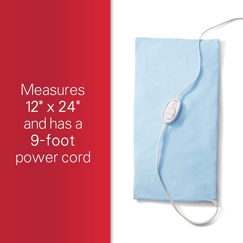 Sunbeam XL Heating Pad for Back Neck and Shoulder Pain Relief with Sponge for Moist Heating Option Extra Large 12 x 24" Blue - Image 4