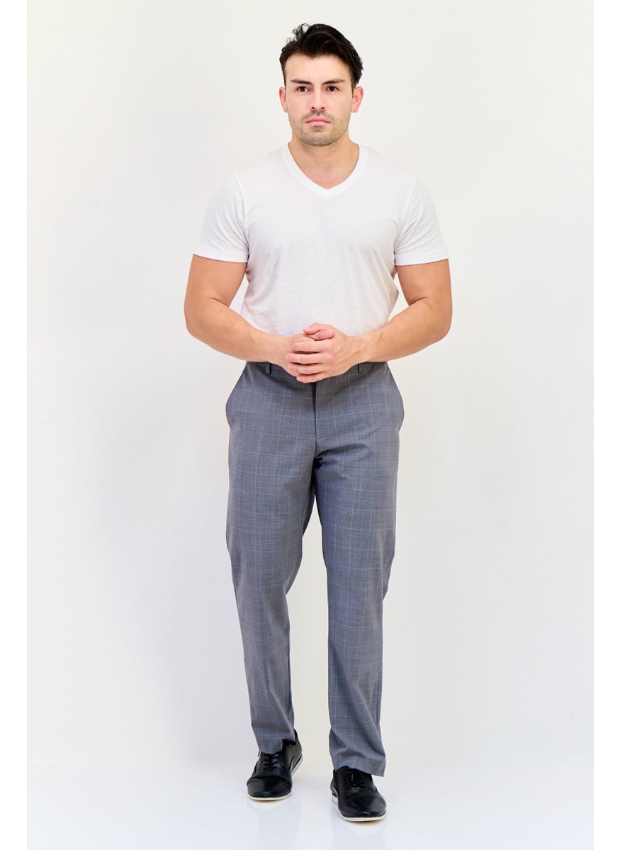 SELECTED Men Regular Fit Checkered Dress Pants, Grey  - Image 1
