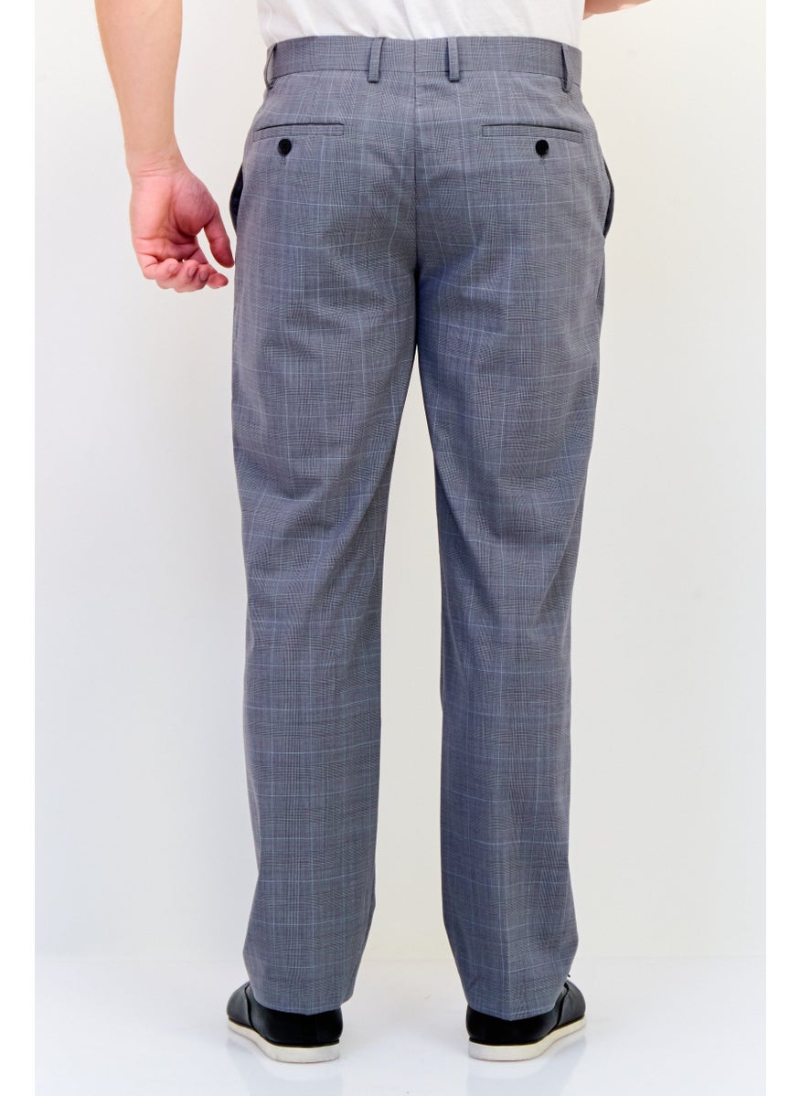 SELECTED Men Regular Fit Checkered Dress Pants, Grey  - Image 3