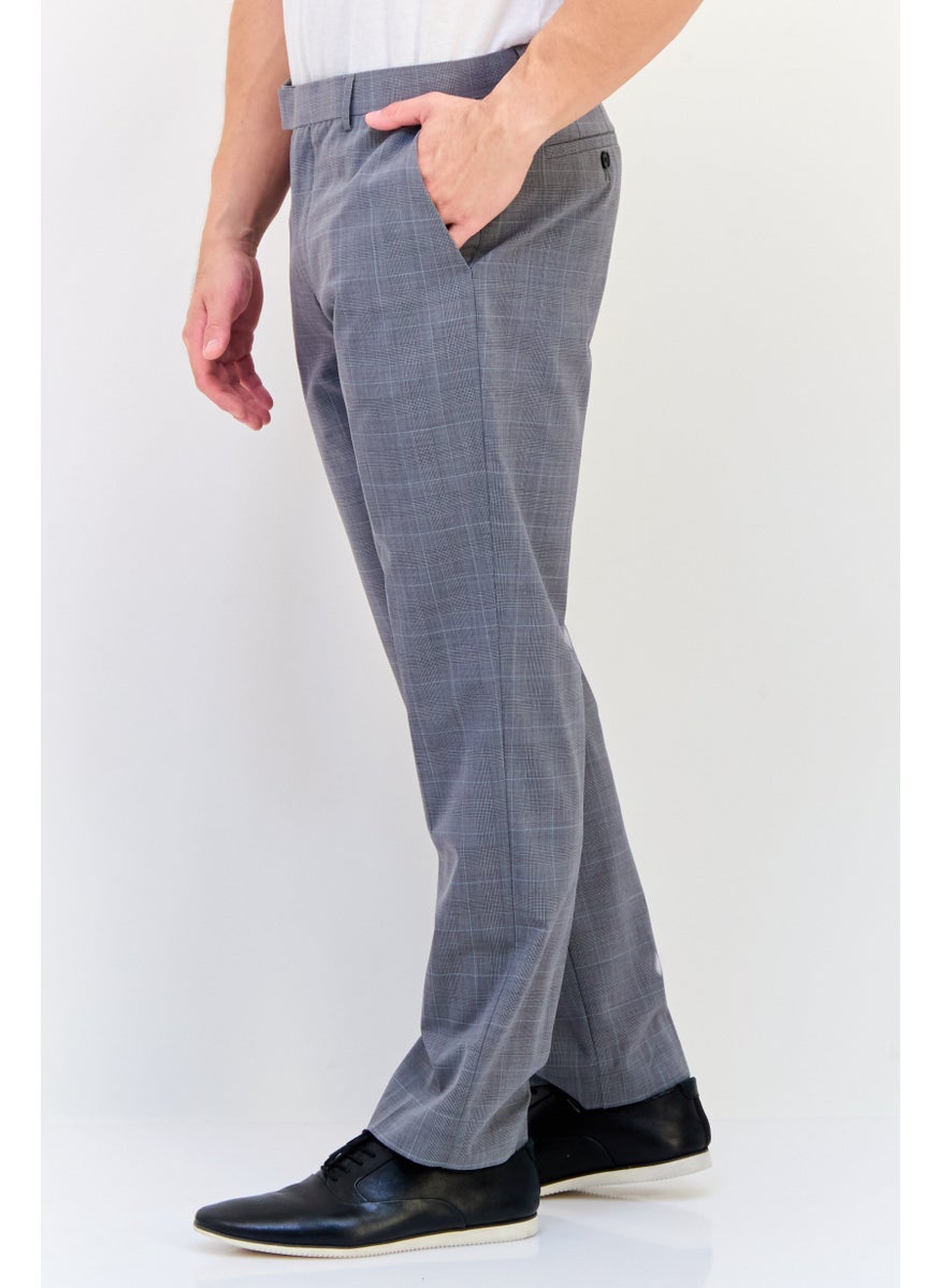 SELECTED Men Regular Fit Checkered Dress Pants, Grey  - Image 4