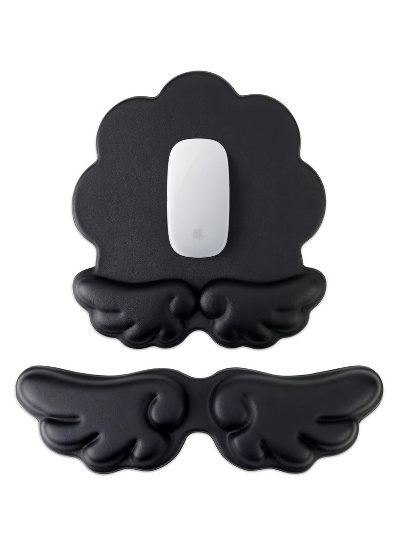 KASTWAVE Wrist Rest for Keyboard & Mouse, Set of 2 Memory Foam Wings Palm Rest Keyboard with Non-Slip Base, Ergonomic Cloud Arm Rest Keyboard for Easy Typing Pain Relief for Gaming/Laptop - Image 1