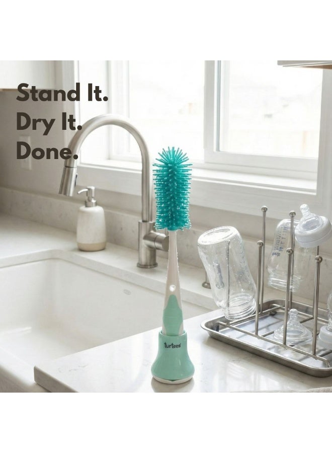Turtees Baby Bottle Cleaning Brush Set with Nipple Brush & Stand – Soft Silicone, Safe for Newborn Feeding Bottles - Image 3