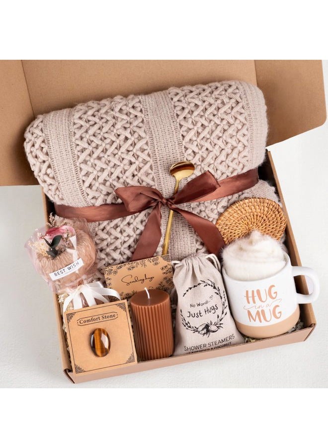 Giftissimo Get Well Soon Gift Baskets for Women, Earth Tone Self Care Package Box After Surgery Thinking of You Feel Better Gifts, Sympathy Gift Basket for Loss of Loved One, Inspirational Gifts for Sick Friends - Image 1