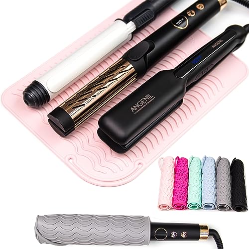 ANGENIL Pro Large Silicone Heat Resistant Mat for Curling Irons, Titanium Ceramic Flat Iron Hair Straightener and Hair Curler for Hot Hair Tools Mat Pouch 2-in-1, Iron Scald Accessories, 11.02" x 7.9" - Image 1