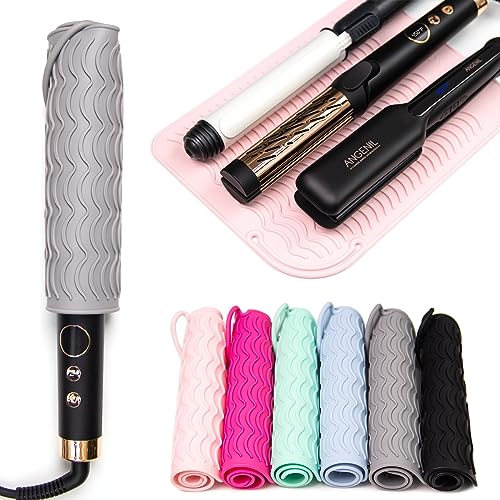 ANGENIL Pro Large Silicone Heat Resistant Mat for Curling Irons, Titanium Ceramic Flat Iron Hair Straightener and Hair Curler for Hot Hair Tools Mat Pouch 2-in-1, Iron Scald Accessories, 11.02" x 7.9" - Image 4