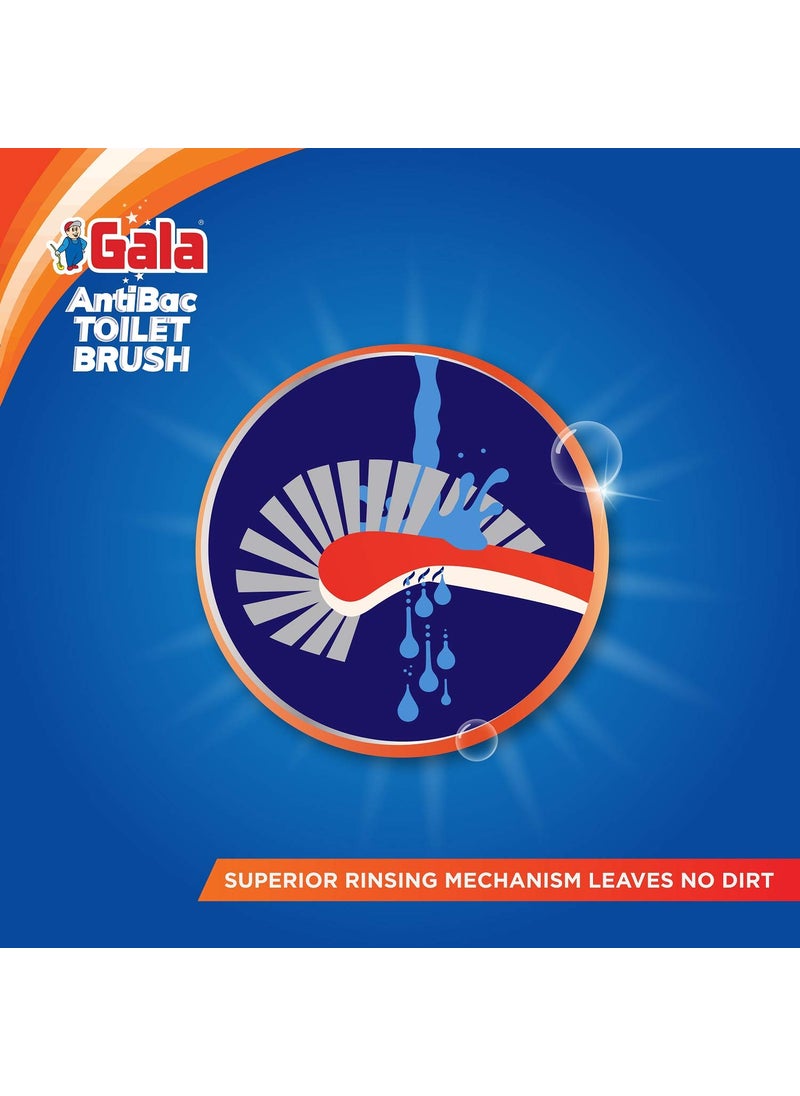 Gala Gala Antibac Double Hockey Antibacteria Toilet Brush, Toilet Brush for Western and Indian Toilet, Bathroom Brush for Toilet Cleaning (White and red,Pack of 1)  - Image 3