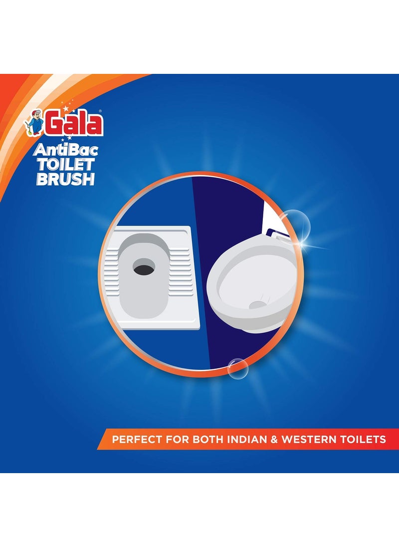 Gala Gala Antibac Double Hockey Antibacteria Toilet Brush, Toilet Brush for Western and Indian Toilet, Bathroom Brush for Toilet Cleaning (White and red,Pack of 1)  - Image 5
