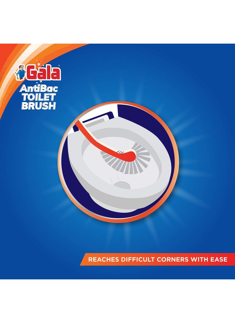 Gala Gala Antibac Double Hockey Antibacteria Toilet Brush, Toilet Brush for Western and Indian Toilet, Bathroom Brush for Toilet Cleaning (White and red,Pack of 1)  - Image 4