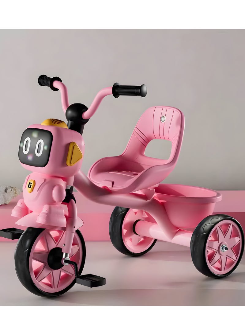 MarkedOne Toddler Toys Tricycle for Kids 3+ Years - Balance Bike with Light & Music, Strong Steel Frame, Kids Tricycle with 3 Wheels & Back Storage Basket - Perfect Ride-On Toy for Boys & Girls Rose Pink - Image 1
