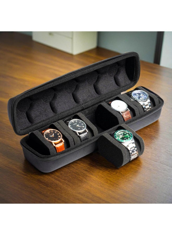5 Watch Storage Box with Sponge Cushion for 5 Watches (Black) - Image 3