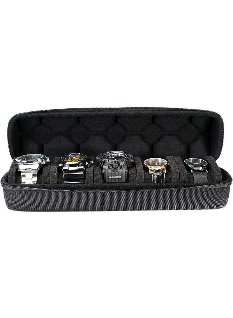 5 Watch Storage Box with Sponge Cushion for 5 Watches (Black) - Image 5