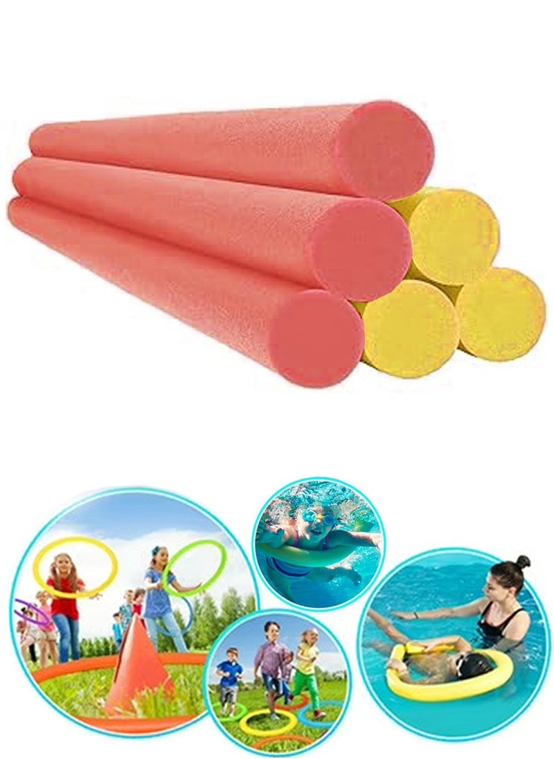 HAIZID Noodles for Swimming, Floating and Craft Projects - Pack of 6 Red and Yellow Color Noodles - EVA Solid Foam,  Odorless, Non-Toxic and Safe For Skin and Health  - Image 1