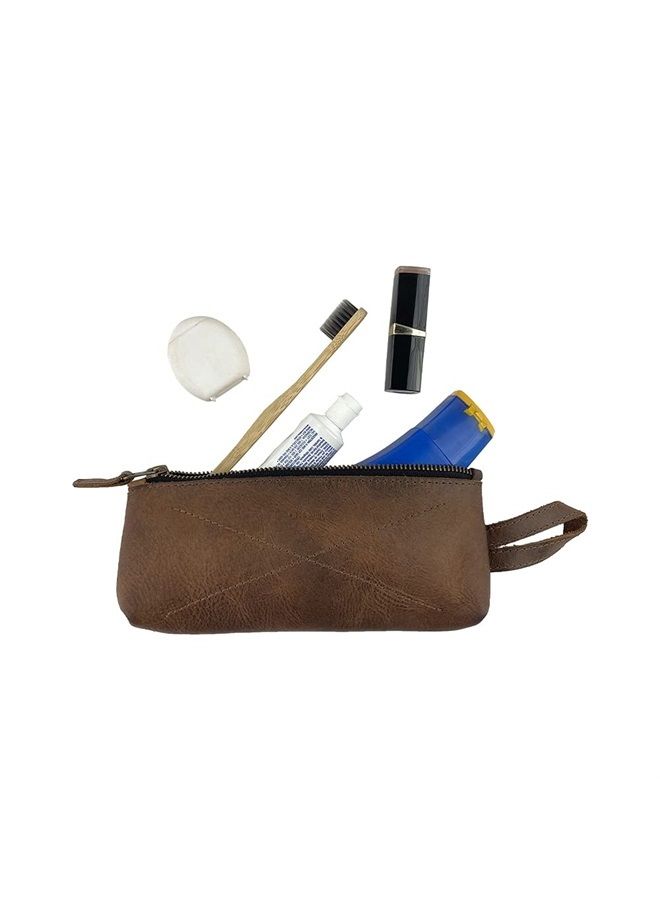 Hide & Drink , Leather Carry-On Toiletry Bag, Pencil Case, Cable Organizer, Travel Essentials, Handmade Includes 101 Year Warranty (Bourbon Brown) - Image 5