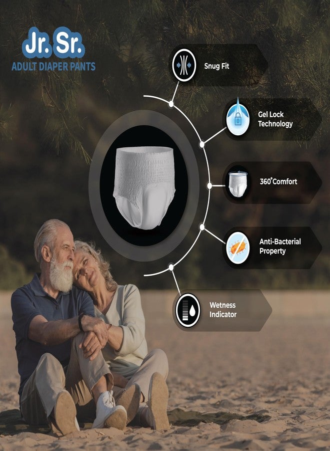 Jr. Sr. Adult Diaper Pants Style | Large (L) Size 10 Counts | Waist 30"-50" (76-127cm)| Upto 12 hr Absorption Protection | Unisex with Wetness Indicator | Odour Control & Goodness of Aloe Vera - Image 4