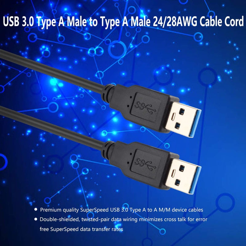 PASOW USB 3.0 Type A Male to Type A Male 24/28AWG Cable Cord (10 Feet, Black) - Image 4