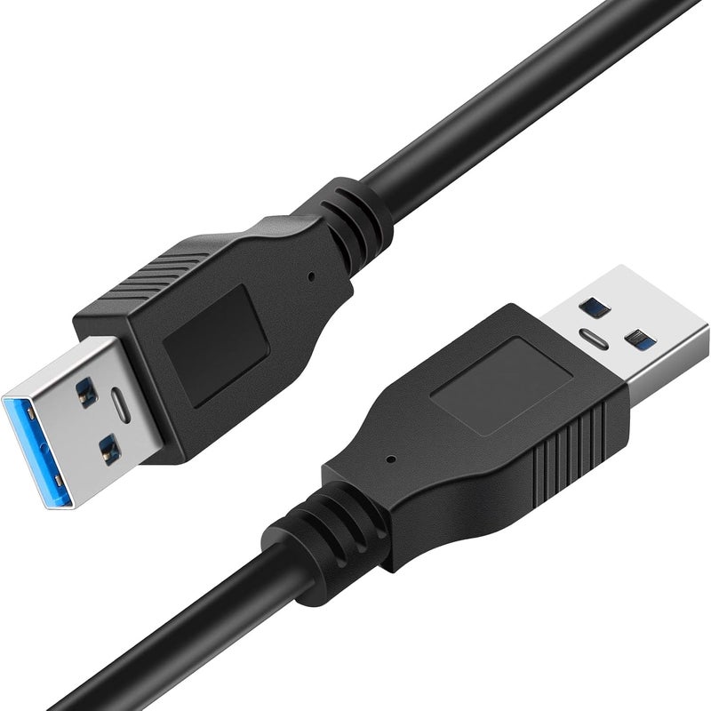 PASOW USB 3.0 Type A Male to Type A Male 24/28AWG Cable Cord (10 Feet, Black) - Image 1