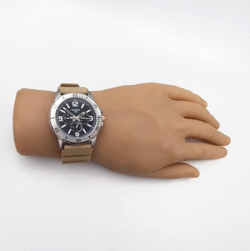 Casio Men's Analog Watch with Black Dial and Brown Resin Band - Image 4