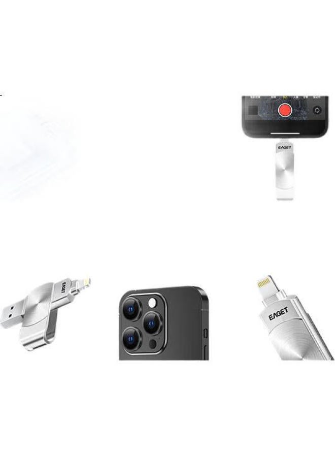 EAGET محرك فلاش أبل فون Eaget سعة 256 جيجابايت Lightning Usb3.0، I66 معتمد رسميًا من Mfi، نسخ احتياطي بنقرة واحدة، متوافق مع Iphone/Ipad والكمبيوتر، محرك Usb مزدوج الاستخدام، فضي - Image 3