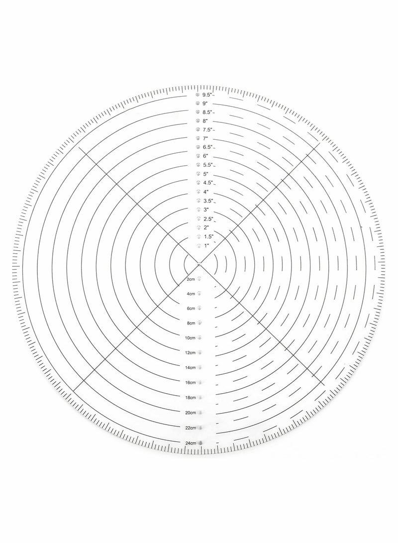 Excefore 10" Round Center Finder Compass Clear Acrylic for Drawing Circles on fabric, wood, poster board, plastic, metal, glass, composites also for irregularly shaped items, Measure Alignment Tool - Image 1