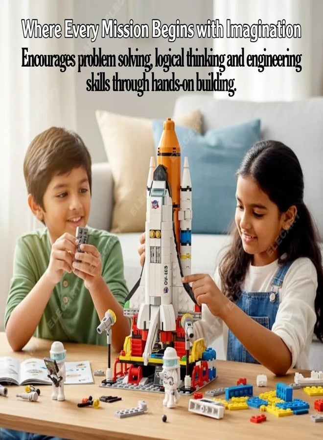 Elecart Spaceship Rocket Building Blocks Set, Educational Stem Building Toys for Kids Brain Development & Hands-On Ability Construction Toy for Boys & Girls Aged 5+ (4421), Multi - Image 5