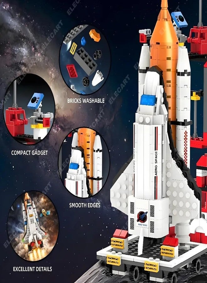 Elecart Spaceship Rocket Building Blocks Set, Educational Stem Building Toys for Kids Brain Development & Hands-On Ability Construction Toy for Boys & Girls Aged 5+ (4421), Multi - Image 3