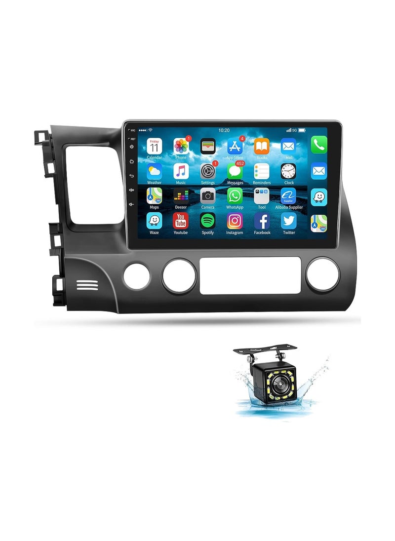 SHEZA STAR - Android Car Stereo for Honda Civic 2006 To 2011 6GB RAM 128GB ROM Support SIM Card, Apple Carplay, Mirror-Link Wi-Fi BT, Radio GPS Navigation, 10 Inch IPS Touch Screen with Backup Camera Included - Image 1