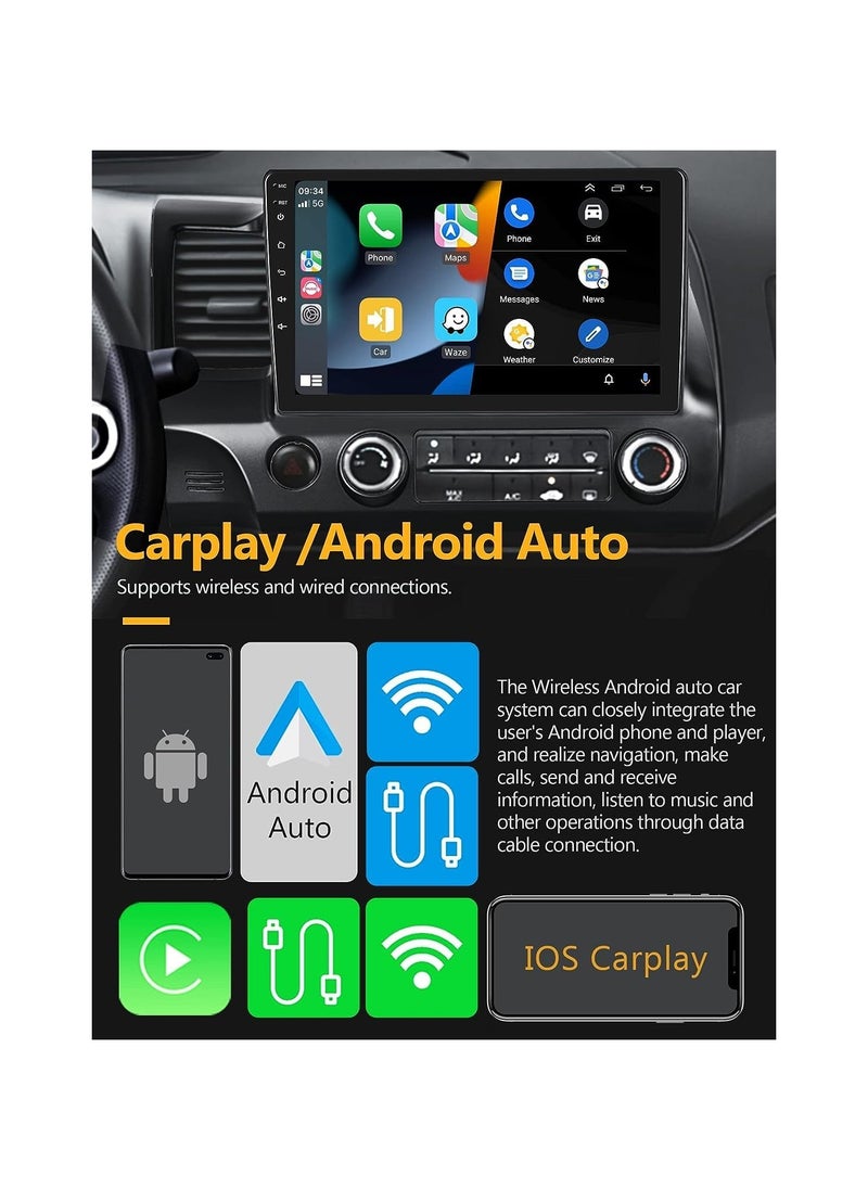 SHEZA STAR - Android Car Stereo for Honda Civic 2006 To 2011 6GB RAM 128GB ROM Support SIM Card, Apple Carplay, Mirror-Link Wi-Fi BT, Radio GPS Navigation, 10 Inch IPS Touch Screen with Backup Camera Included - Image 1