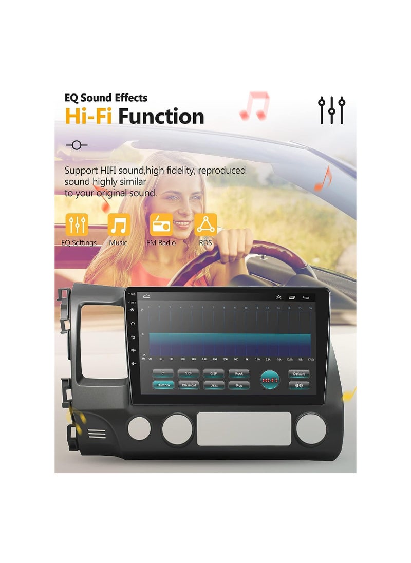 SHEZA STAR - Android Car Stereo for Honda Civic 2006 To 2011 6GB RAM 128GB ROM Support SIM Card, Apple Carplay, Mirror-Link Wi-Fi BT, Radio GPS Navigation, 10 Inch IPS Touch Screen with Backup Camera Included - Image 1