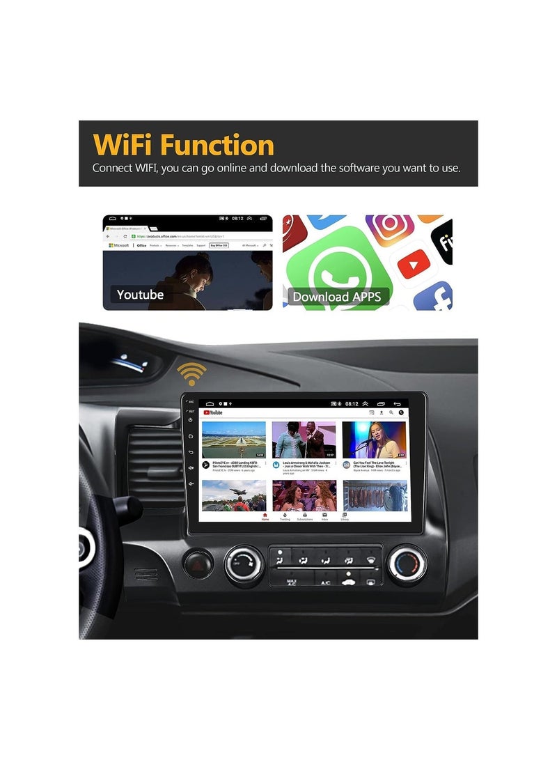 SHEZA STAR Android Car Stereo for Honda Civic 2006 To 2011 6GB RAM 128GB ROM Support SIM Card, Apple Carplay, Mirror-Link Wi-Fi BT, Radio GPS Navigation, 10 Inch IPS Touch Screen with Backup Camera Included - Image 5