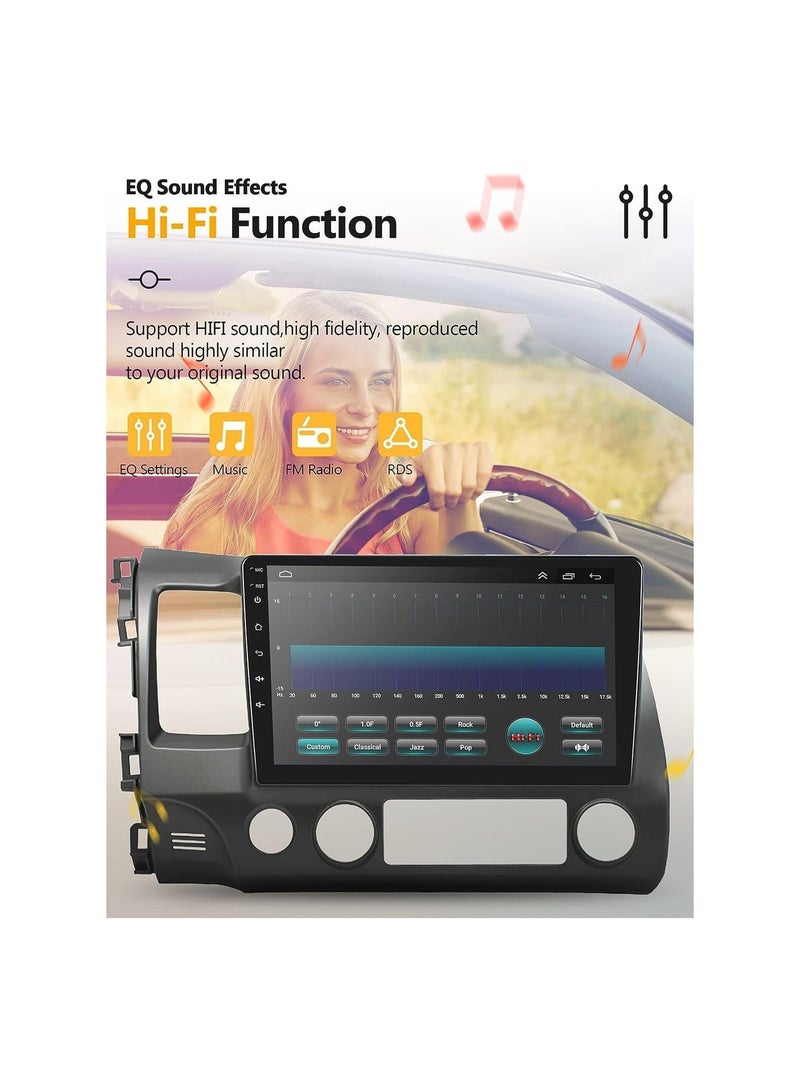 SHEZA STAR Android Car Stereo for Honda Civic 2006 To 2011 6GB RAM 128GB ROM Support SIM Card, Apple Carplay, Mirror-Link Wi-Fi BT, Radio GPS Navigation, 10 Inch IPS Touch Screen with Backup Camera Included - Image 4
