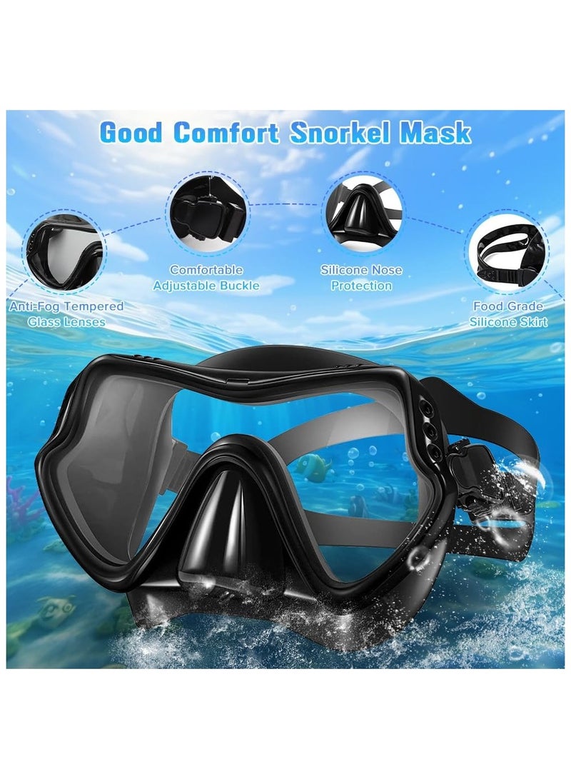 Generic Diving Mask, Snorkel Mask with Latest Dry Top Breathing System, Fold 180°Panoramic Diving Snorkeling Goggles Tempered Glass Anti-Fog Anti-Leak Snorkeling Set - Image 4
