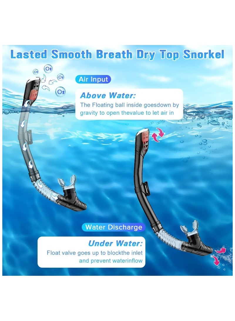 Generic Diving Mask, Snorkel Mask with Latest Dry Top Breathing System, Fold 180°Panoramic Diving Snorkeling Goggles Tempered Glass Anti-Fog Anti-Leak Snorkeling Set - Image 2