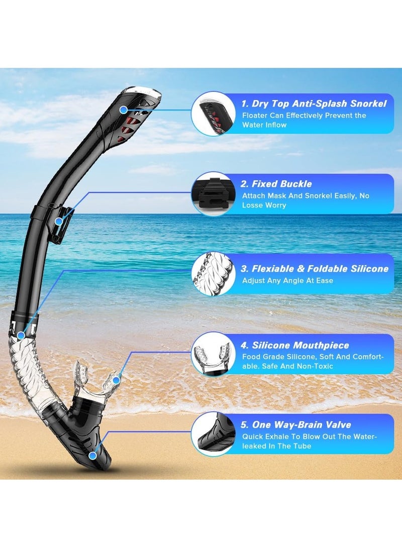Generic Diving Mask, Snorkel Mask with Latest Dry Top Breathing System, Fold 180°Panoramic Diving Snorkeling Goggles Tempered Glass Anti-Fog Anti-Leak Snorkeling Set - Image 5