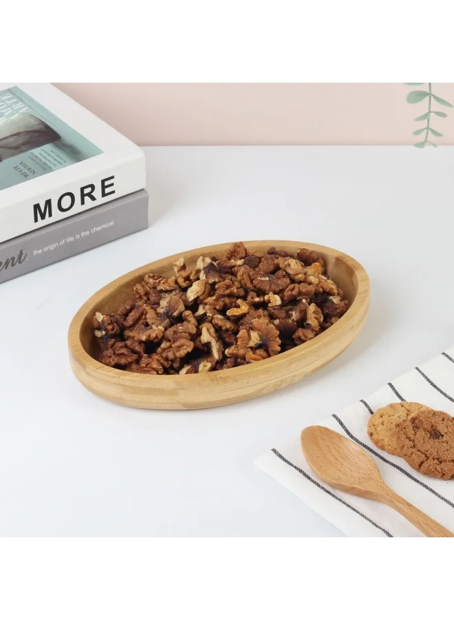 DANUBE HOME Loretta Rubber Wood Nut and Candy Serving Tray Coffee Tea Serving Tray Fruit Platters Party Dinner Plates Sour Candy Tray Wood Natural Round Serving Tray 17 x 8.7 x 7 Hcm