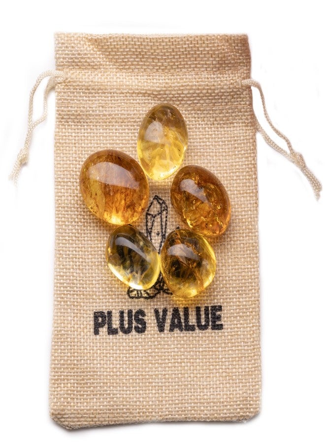 Plus Value Premium Citrine Tumbled Sunela Pebbles Stone Reiki Healing Crystal Aura Chakra (100grams, jute bag) - Image 1