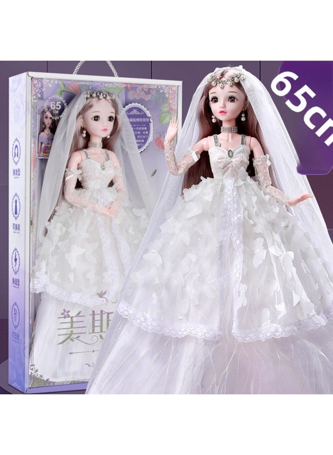 Tongle Barbie Doll Large Gift Box Suit 60cm Simulation Girl WEDDING PRINCESS Children's Toy Gift-Color:6501 Princess No. 1-Height:Music Edition + Blink + Headdress + Necklace + Panoramic Gift Box - Image 1