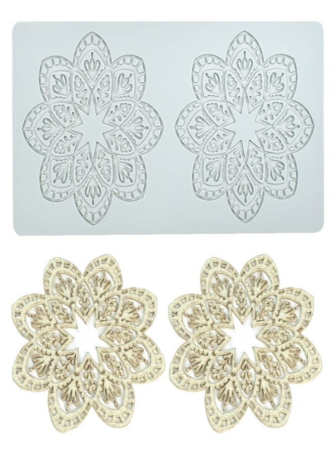 TUKE Hollow Snowflake Silicone Chocolate Candy Fondant Mold 3D Embossing Cake Fondant Clay Mould for Cupcake Top Sugar Craft Cake Decoration (A 11.2x5.6x0.12inch) - Image 1