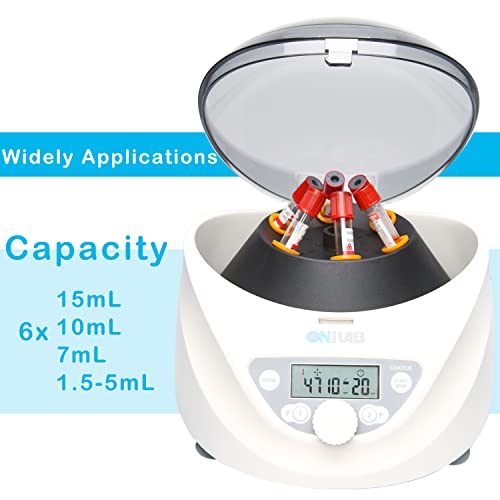 ONiLAB Lab PRP Benchtop Centrifuge 6x15mL/10mL/7mL/1.5-5ml, 300-5000rpm(Max. 2600xg RCF),LCD Digital Desktop Lab Centrifuge Timer 30sec-99min, Two Quick Start Programs - Image 5