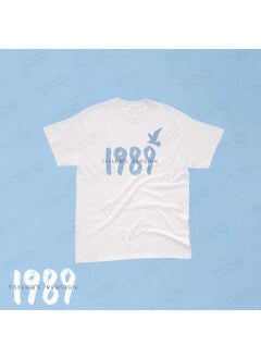 Taylor Swift Tshirt Tour Merchandise Eras Tour Short Sleeve round Neck Loose Fit Youthful Wool Blend Casual Abstract Pattern Tshirt 2 sky blue